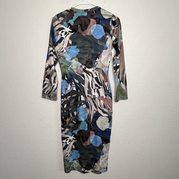Raquel Allegra Jersey MIDI Dress Blue Collage Art To Wear Size 0 US XS New m15 - Picture 6 of 9